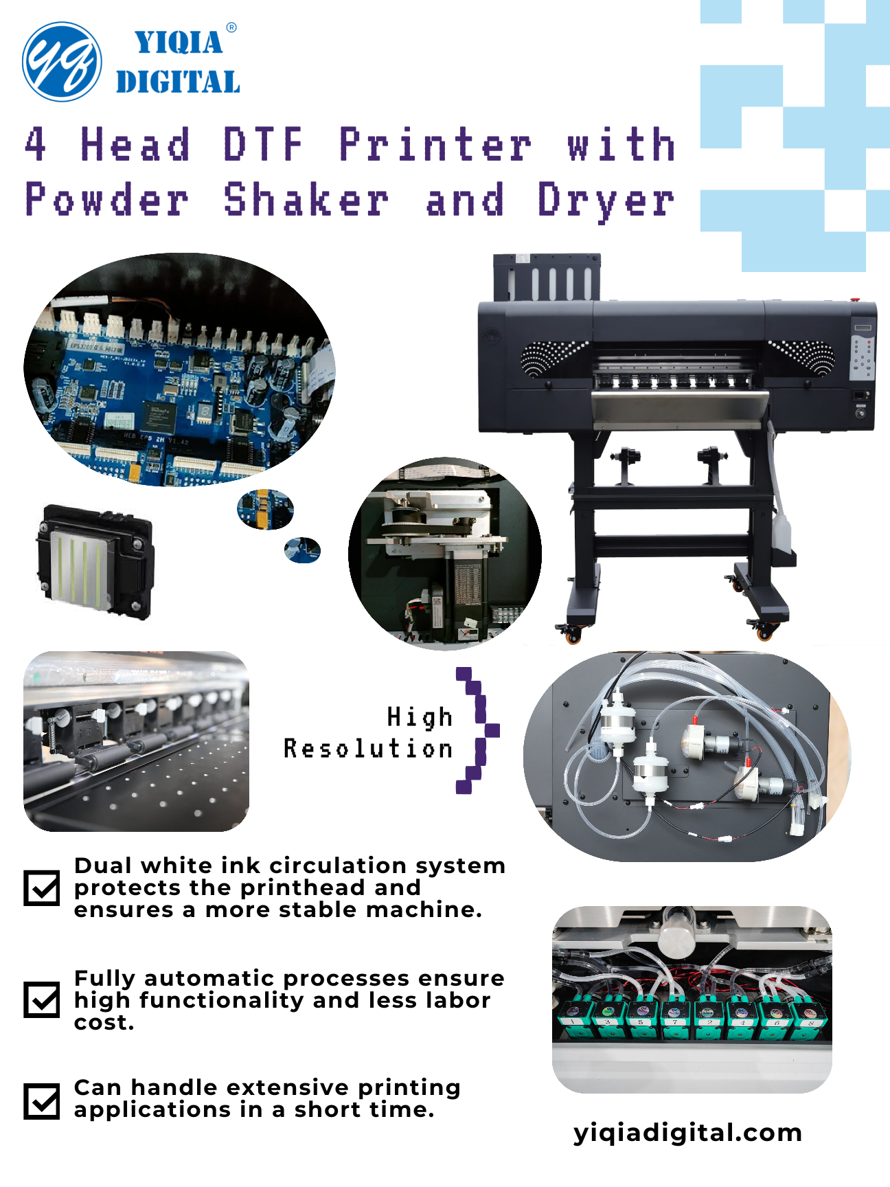 4 HEAD DTF PRINTER WITH POWDER SHAKER AND DRYER
